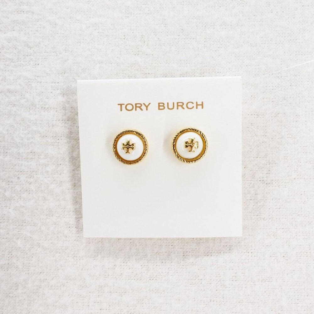 Tory Burch Rope Pearl Stud Earrings White OS